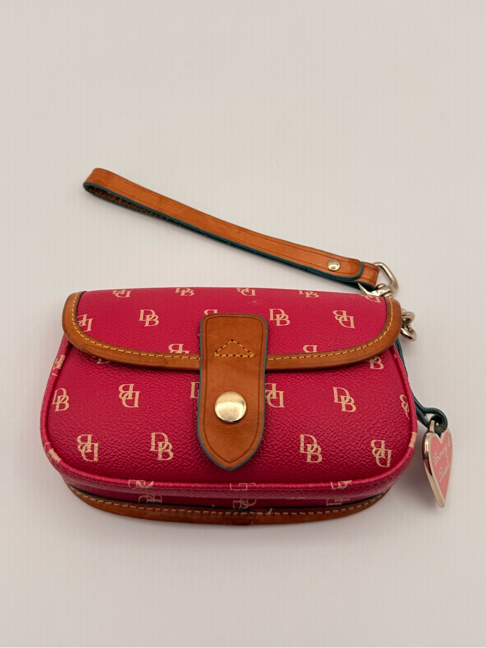 DOONEY AND BOURKE Pink DB Monogram Wristlet Wallet Y2K Preppy Mini Bag